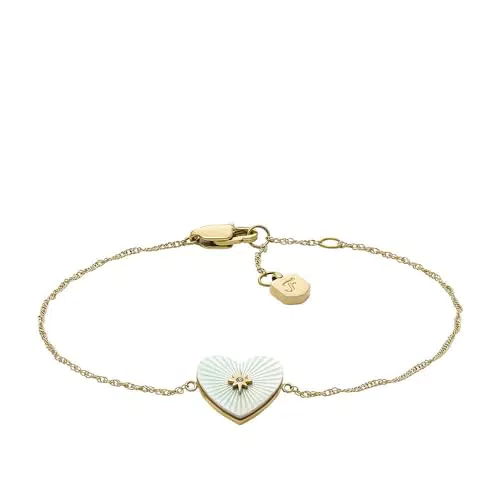 Fossil Armband für Frauen aus echtem Leder, Modell JA6539791, Rose Gold Metall
