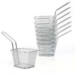 FreeTec Mini Bratenkorb Edelstahl Frittierkörbchen für Pommes und Garnelen