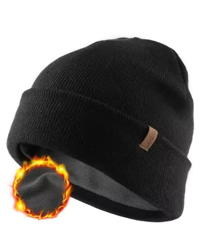 FURTALK Classic Beanie - Unisex Strickmütze mit warmem Polarfleece-Futter
