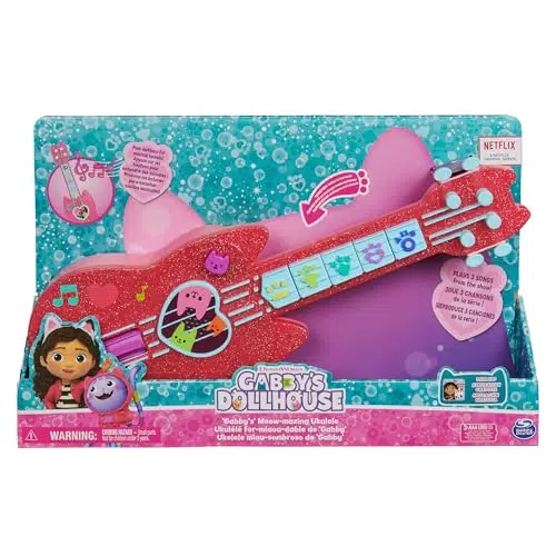 Gabby Dollhouse Interaktive Ukulele für Kinder ab 3 Jahren mit Soundeffekten