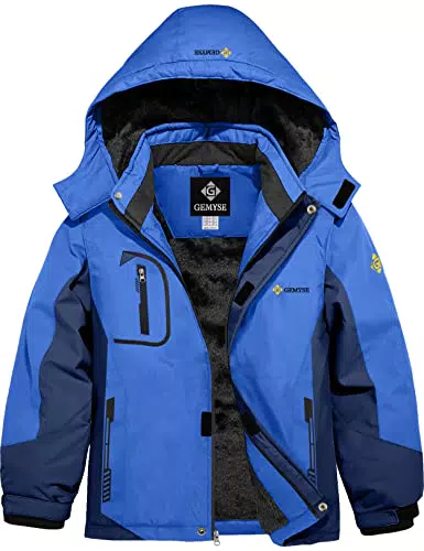 GEMYSE Wasserdichte Skijacke für Jungen - Winddichte Fleece Outdoorjacke