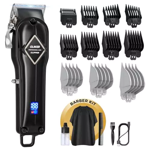 GLAKER Profi Haarschneidemaschine für Herren – Kabelloser Haartrimmer mit LED-Anzeige
