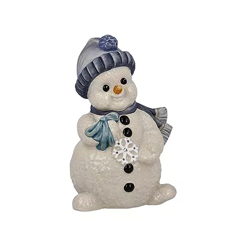 Goebel Schneemann Figur "Meine Schneeflocke" aus Steingut mit Kristallen