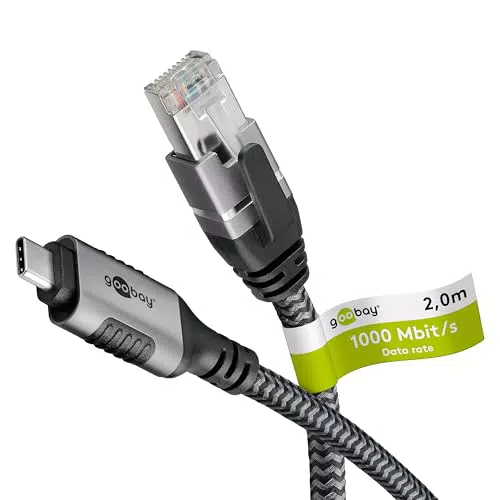 Goobay USB C 3.1 auf RJ45 Ethernet Kabel - 2m LAN Adapter für Laptop & Macbook