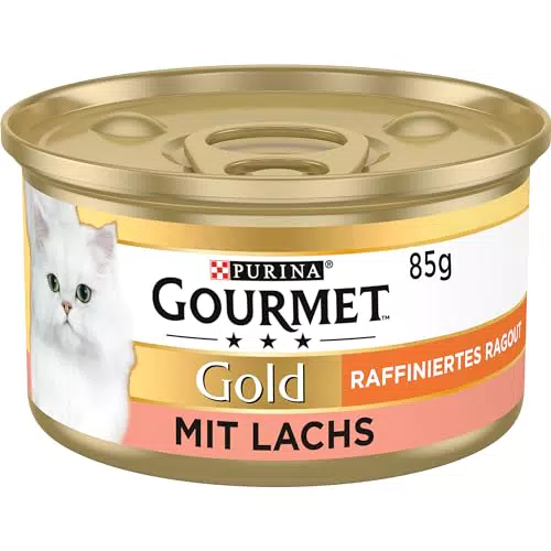 PURINA Gourmet Gold Zarte Häppchen in Sauce Katzenfutter mit Lachs und Huhn
