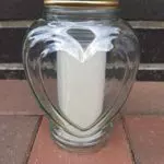 Grabkerze Trauerlicht Herzform Gedenkkerze Grablampe aus Glas