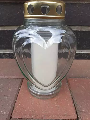 Grabkerze Trauerlicht Herzform Gedenkkerze Grablampe aus Glas