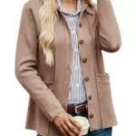 GRACE KARIN Damen Strickjacke mit langen Ärmeln und Knopfleiste