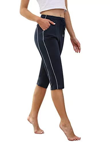 Gyabnw Damen Jogginghose 3/4 aus 100% Baumwolle für Sport und Freizeit
