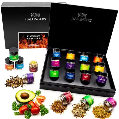 Hallingers BBQ-Set – Geschenkset mit 12 Gewürzen für Grillliebhaber