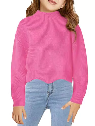 Haloumoning Mädchen Pullover Rundhals Langarm Strickpullover Casual Herbst Winter