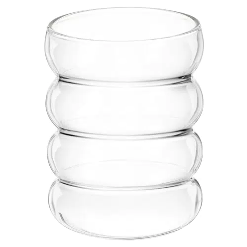 HANABASS Latte Macchiato Gläser Set - Vintage Bubble Trinkgläser aus Glas