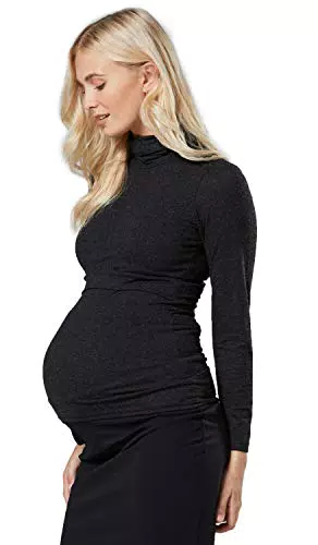 HAPPY MAMA Umstands- und Stillpullover mit Rollkragen für Damen