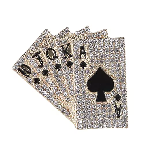 Happyyami Poker Spielkarte Brosche - Emaille Revers Pin mit Kristall Strass