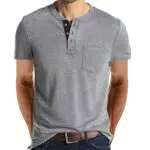 Henley Herren Langarmshirt - Vintage Baumwolle Longsleeve T-Shirt für Männer