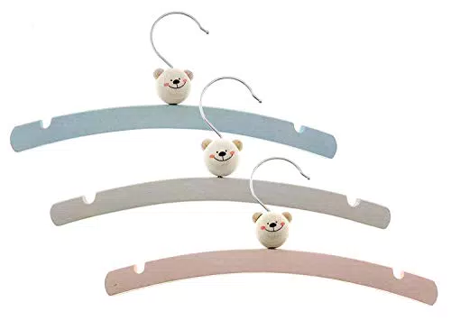 Hess Holzspielzeug 13361 - Holz Kleiderbügel für Babykleidung mit Teddy Motiv