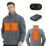 HEWINZE Beheizte Fleecejacke Unisex – Dual-Control Heizjacke mit Akku 7,4V