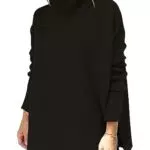 Hormtaer Damen Rollkragenpullover Oversized Warm Grobstrick Casual Langarm