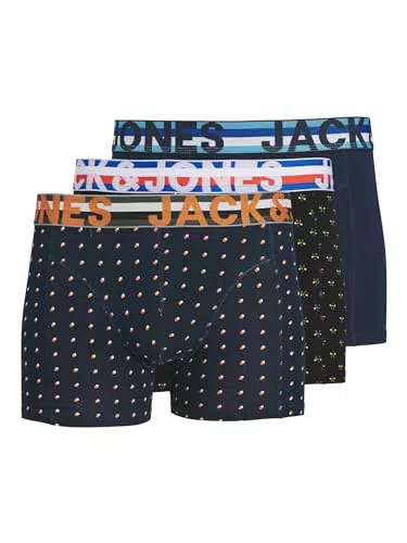 Jack&Jones 12151351 JACHENRIK TRUNKS 3 PACK NOOS, 178012001BLACK/NAVY BLAZER & NAVY BLAZE