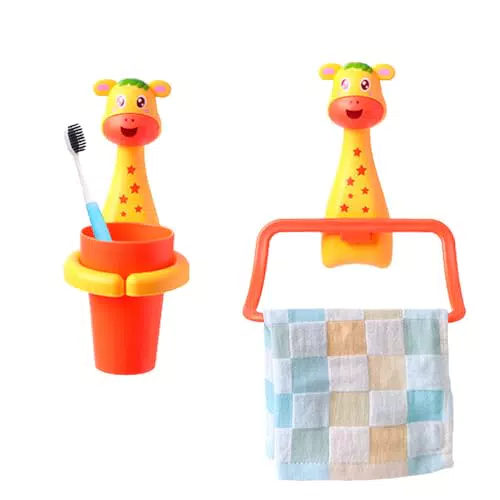 Jauhmui Zahnputzbecher Set für Kinder mit Cartoon Tieren – Zahnbürstenhalter ohne Bohren