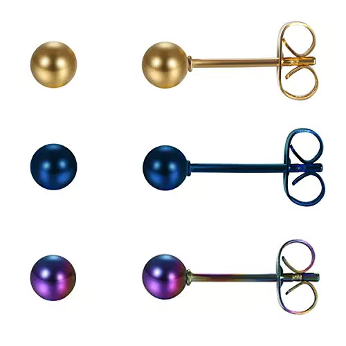"JewelryWe Edelstahl Ohrstecker Kugel für Damen und Herren"