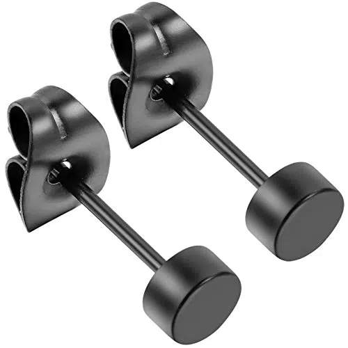 JewelryWe Herren-Ohrringe aus Edelstahl, rund und poliert, Rock-Stil