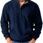 JMIERR Herren Sweatshirt Langarm Stehkragen Knopf Pullover mit Tasche