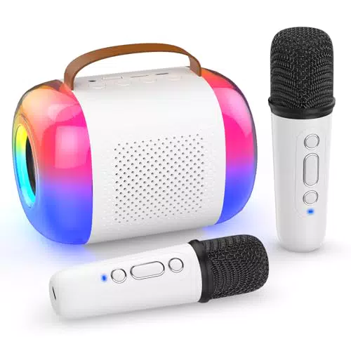 Karaoke Maschine für Kinder und Erwachsene mit LED-Lichtern und Stimmwechsel-Effekt