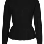 Kate Kasin Damen Strickpullover Elegant mit Rundhalsausschnitt und Rüschensaum
