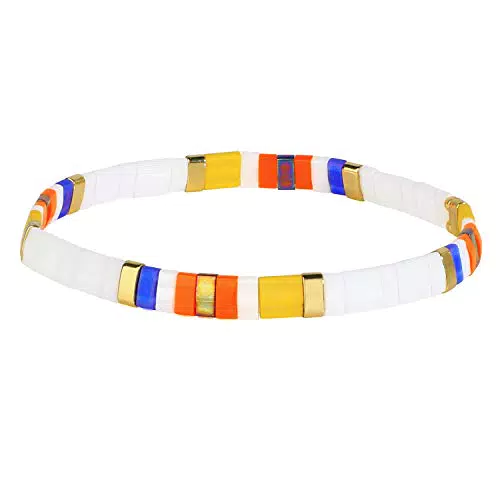 KELITCH Damen Stretch Armbänder mit Miyuki TILA Perlen und Charme