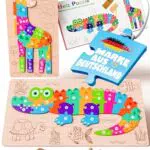 Kinderparadies Holzpuzzle Set – Krokodil & Giraffe – Kreativer Spielspaß für Kinder