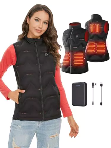 Kintiwe Beheizbare Weste Damen mit Powerbank und 3 Temperaturstufen für Outdoor