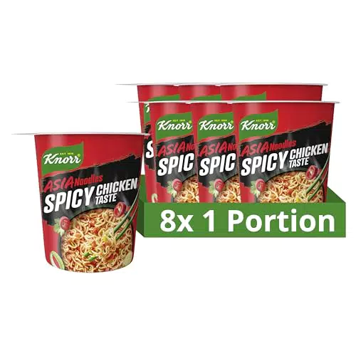 Knorr Asia Noodles Instant Nudeln mit würzigem Hähnchengeschmack, 3 Minuten zubereitet