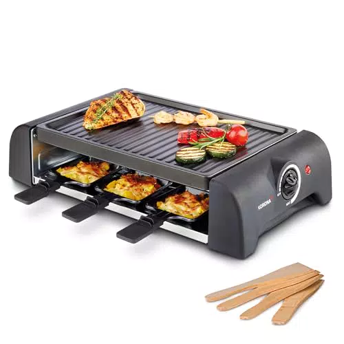Korona Raclette Grill 45065 mit antihaftbeschichteter Grillplatte und 1000 Watt