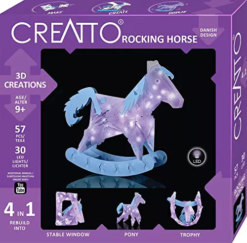 Kosmos Creatto Schaukelpferd 3D-Puzzle-Set mit LED-Lichterkette