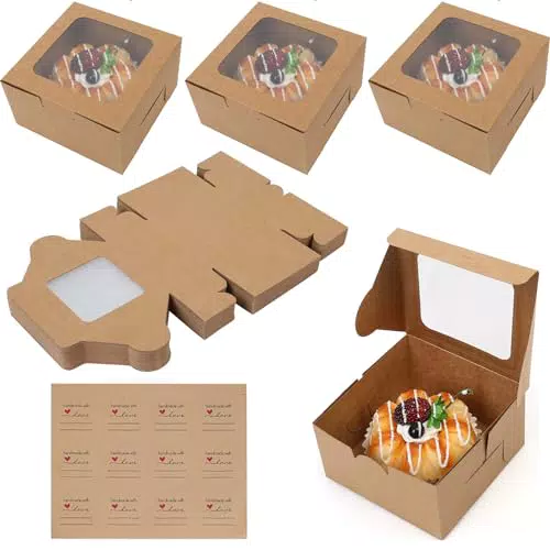 Kraftpapier Cupcake Box mit Sichtfenster für Muffins und Desserts