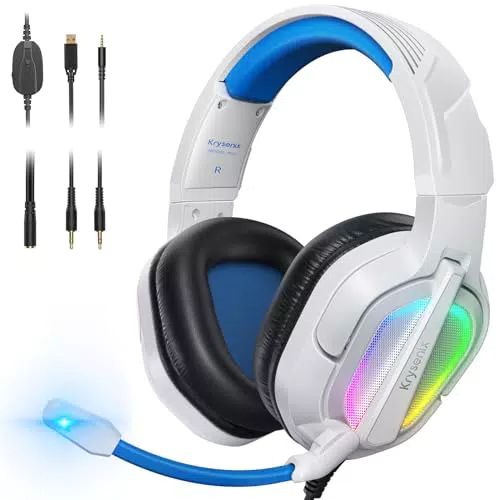 Krysenix PG2 RGB Gaming Headset mit Mikrofon für PS4, PC, Xbox und PS5