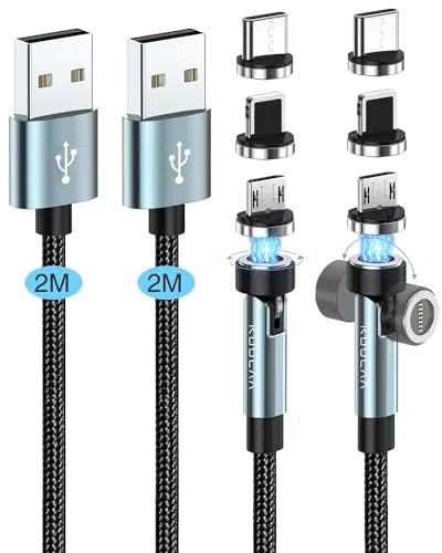Kuulaa Magnetisches Ladekabel 3 in 1 - 360° & 180° Schnelllade Kabel für Typ C/Micro USB