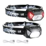 LE Stirnlampe LED Wiederaufladbar mit 2000 Lux, IPX4, 6 Lichtmodi für Outdoor