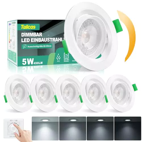 LED Einbaustrahler Dimmbar 5W 450LM IP44 für Badezimmer und Küche
