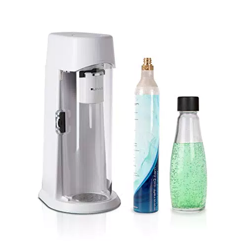 Levivo Wassersprudler Juice mit 0,6l Glasflasche und CO2-Zylinder für Getränke