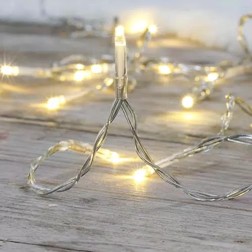 Lex Light Lichterkette mit 20 warmweißen LEDs und Timer für Innen- und Außenbereich