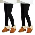 L&K-II Thermoleggings für Mädchen - Fleece gefütterte Winter Leggings aus Baumwolle