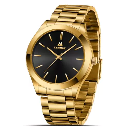 LN LENQIN Herren Armbanduhr Edelstahl, 30m wasserdicht, analoge Quarz Uhr