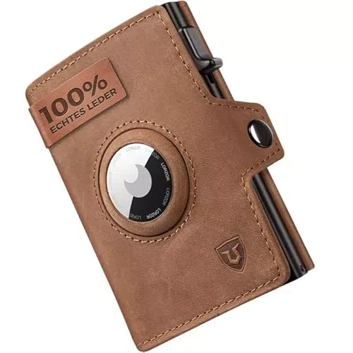 LORZOR® Airtag Wallet – Slim Portemonnaie aus Leder mit RFID Blocker für Herren