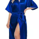 Lovasy Satin Kimono Bademantel für Damen mit Gürtel – Sexy Morgenmantel