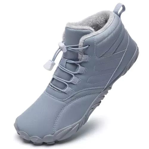 Mabove Barfußschuhe Damen Winterstiefel Warm Gefüttert Traillaufschuhe