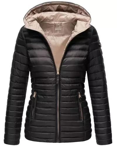 MARIKOO Damen Steppjacke Übergangsjacke mit Kapuze Modell B857