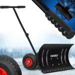 MASKO® Höhenverstellbare Schneeschaufel mit Rädern – 75 cm Arbeitsbreite