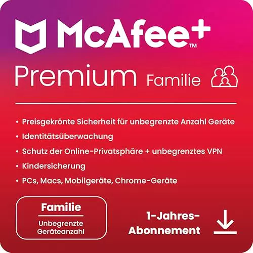 McAfee Premium Family 2025 | 12 Monate Cybersicherheitssoftware & VPN
